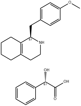 (S)-乙醇酸与(R)-1,2,3,4,5,6,7,8-八氢-1-[(4-甲氧基苯基)甲基]异喹啉的化合物(1:1) 结构式