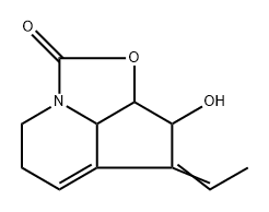 1H-2-Oxa-7a-azacyclopent[cd]inden-1-one,  4-ethylidene-2a,3,4,6,7,7b-hexahydro-3-hydroxy-,  (2a-alpha-,3-alpha-,4E,7b-alpha-)-  (9CI) 结构式