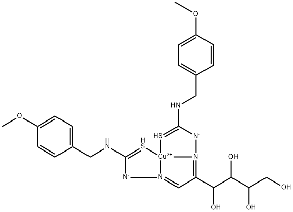 arabino-Hexos-2-ulose, bis[[[[(4-methoxyphenyl)methyl]amino]thioxomethyl]hydrazone], copper complex 结构式