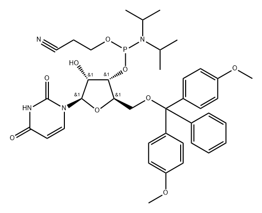 5'-O-DMT-uridine 3'-CE phosphoramidite 结构式