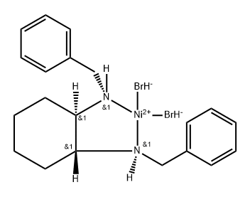 Nickel, [[N1(S),N2(S),1R,2R]-N1,N2-bis(phenylmethyl)-1,2-cyclohexanediamine-κN1,κN2]dibromo-, (T-4)- 结构式