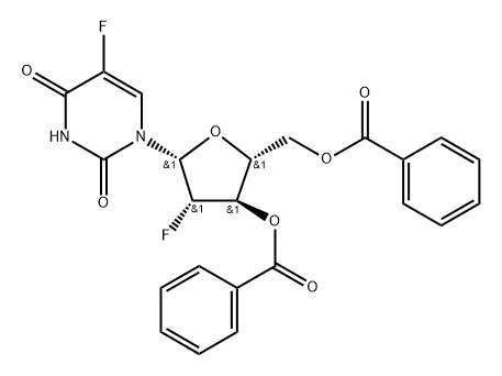 ((2R,3R,4S,5R)-3-(苯甲酰氧基)-4-氟-5-(5-氟-2,4-二氧代-3,4-二氢嘧啶-1(2H)-基)四氢呋喃-2 -基)苯甲酸甲酯 结构式