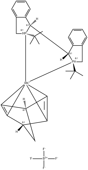 (1S,1'S,2R,2'R)-2,2'-二叔丁基-2,3,2',3'-四氢-1H,1'H-(1,1')二异磷哚(降冰片二烯)四氟硼酸铑(I) 结构式