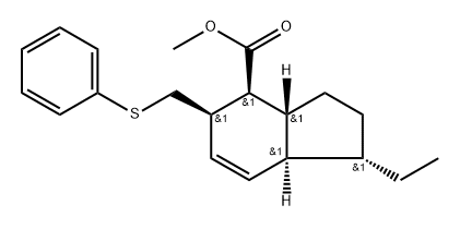 (+/-)-methyl (1S,3aR,4S,5R,7aS)-1-ethyl-3a,4,5,7a-tetrahydro-5-((phenylthio)methyl)-4-indancarboxylate 结构式