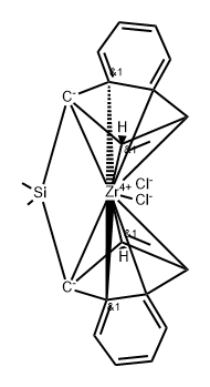 Zirconium, dichloro[(1S,1'S)-(dimethylsilylene)bis[(1,2,3,3a,7a-η)-1H-inden-1-ylidene]]- 结构式