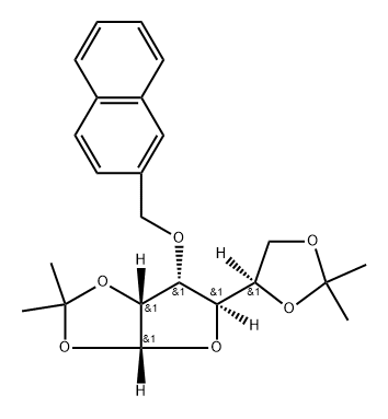 (3AR,5R,6R,6AR)-5-(2,2-DIMETHYL-1,3-DIOXOLAN-4-YL)-2,2-DIMETHYL-6-(NAPHTHALEN-2-YLMETHOXY)-3A,5,6,6A-TETRAHYDROFURO[2,3-D][1,3]DIOXOLE 结构式