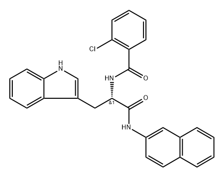 N-(3-(1H-吲哚-3-基)-1-(萘-2-基氨基)-1-氧代丙-2-基)-2-氯苯甲酰胺 结构式