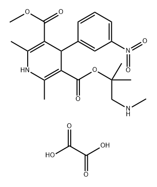 3-methyl 5-[2-methyl-1-(methylamino)propan-2-yl] -2,6-dimethyl-4-(3-nitrophenyl)-1,4-dihydropyridine-3,5-dicarboxylate oxalic salt 结构式