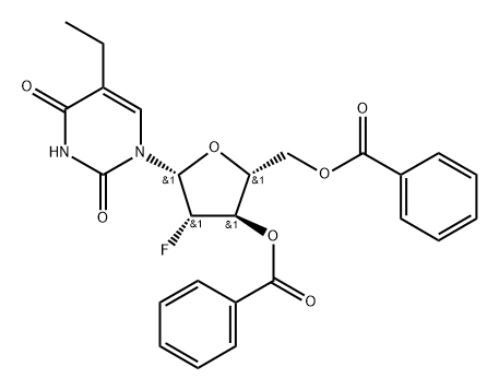3',5'-Di-O-benzoyl-2'-deoxy-2'-fluoro-5-ethyl-arabinouridine 结构式