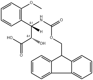 (2S,3S)-3-((((9H-芴-9-基)甲氧基)羰基)氨基)-2-羟基-3-(2-甲氧基苯基)丙酸 结构式