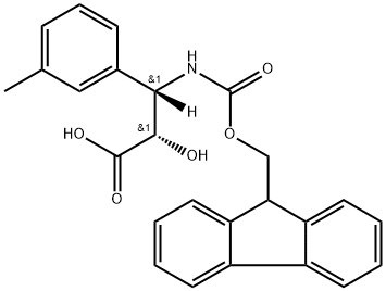 (2S,3S)-3-((((9H-芴-9-基)甲氧基)羰基)氨基)-2-羟基-3-(间甲苯基)丙酸 结构式