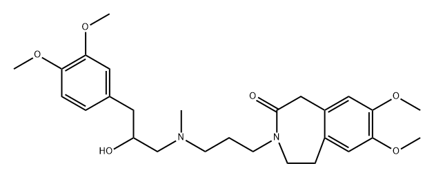 2H-3-Benzazepin-2-one, 3-[3-[[3-(3,4-dimethoxyphenyl)-2-hydroxypropyl]methylamino]propyl]-1,3,4,5-tetrahydro-7,8-dimethoxy- 结构式