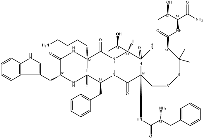 Phe-Cys-Phe-Trp-Lys-Thr-Pen-Thr-NH2 结构式