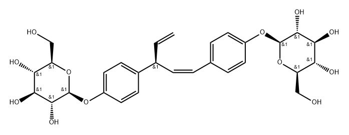 [(Z)-3-Ethenyl-1-propene-1,3-diyl]bis(4,1-phenylene)bis(β-D-glucopyranoside) 结构式