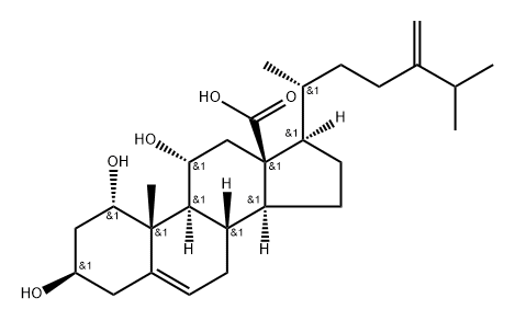 1α,3β,11α-Trihydroxyergosta-5,24(28)-dien-18-oic acid 结构式