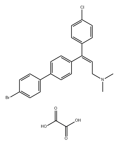 (E)-gamma-(4'-bromo[1,1'-biphenyl]-4-yl)-4-chlorocinnamyl]dimethylammonium hydrogen oxalate 结构式