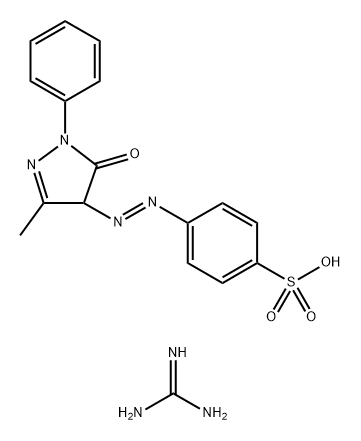 Benzenesulfonic acid, 4-[(4,5-dihydro-3-methyl-5-oxo-1-phenyl-1H-pyrazol-4-yl)azo]-, compd. with N,N'-di(phenyl, o-tolyl and xylyl)guanidine (1:1) 结构式