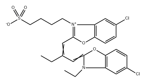 5-氯-2-[2-[(5-氯-3-乙基-2(3H)-苯并恶唑亚基)-甲基-1]-3-(4-磺丁基)苯并恶唑翁内盐 结构式