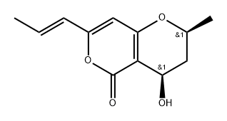 2H,5H-Pyrano[4,3-b]pyran-5-one, 3,4-dihydro-4-hydroxy-2-methyl-7-(1-propenyl)-, [2S-[2α,4α,7(E)]]- (9CI) 结构式