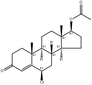 Androst-4-en-3-one, 6β-chloro-17β-hydroxy-, acetate (7CI,8CI) 结构式