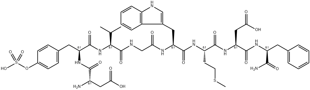 L-Asp-O-Sulfo-L-Tyr-L-Val-Gly-L-Trp-L-Met-L-Asp-L-Phe-NH2 结构式