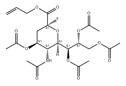 4,7,8,9-Tetra-O-acetyl-N-acetyl-2-deoxy-2-fluoro-b-D-neuraminic acid allyl ester 结构式