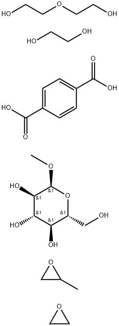 α-D-Glucopyranoside, methyl, polymer with 1,4-benzenedicarboxylic acid, 1,2-ethanediol, methyloxirane, oxirane and 2,2'-oxybis[ethanol] 结构式
