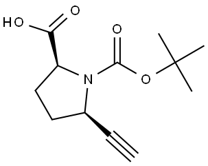 (2S,5R)-1-TERT-BUTOXYCARBONYL-5-ETHYNYL-PYRROLIDINE-2-CARBOXYLIC ACID 结构式