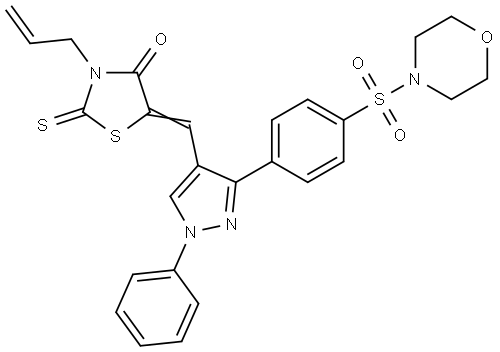(5E)-3-ALLYL-5-({3-[4-(4-MORPHOLINYLSULFONYL)PHENYL]-1-PHENYL-1H-PYRAZOL-4-YL}METHYLENE)-2-THIOXO-1,3-THIAZOLIDIN-4-ONE 结构式