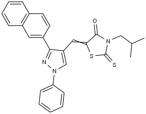 (5E)-3-ISOBUTYL-5-{[3-(2-NAPHTHYL)-1-PHENYL-1H-PYRAZOL-4-YL]METHYLENE}-2-THIOXO-1,3-THIAZOLIDIN-4-ONE 结构式