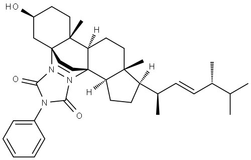 4a,13b-Etheno-1H,9H-benzo[c]cyclopenta[h][1,2,4]triazolo[1,2-a]cinnoline-1,3(2H)-dione, 5,6,7,8,8a,8b,10,10a,11,12,13,13a-dodecahydro-6-hydroxy-8a,10a-dimethyl-2-phenyl-11-[(1R,2E,4R)-1,4,5-trimethyl-2-hexenyl]-, (4aS,6S,8aR,8bR,10aR,11R,13aR,13bS)- 结构式