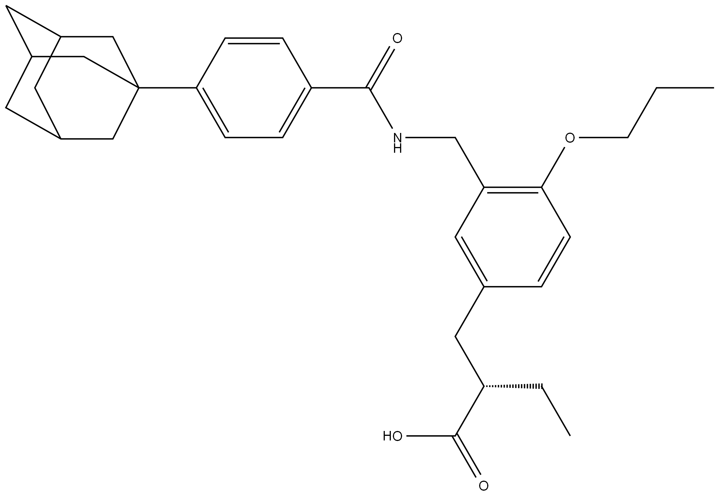 Benzenepropanoic acid, α-ethyl-4-propoxy-3-[[(4-tricyclo[3.3.1.13,7]dec-1-ylbenzoyl)amino]methyl]-, (αS)- 结构式