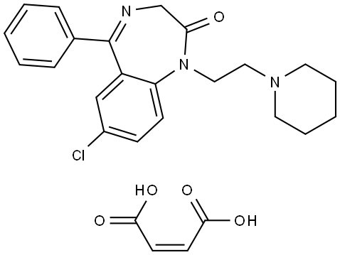 but-2-enedioic acid: 9-chloro-6-phenyl-2-[2-(1-piperidyl)ethyl]-2,5-di azabicyclo[5.4.0]undeca-5,8,10,12-tetraen-3-one 结构式