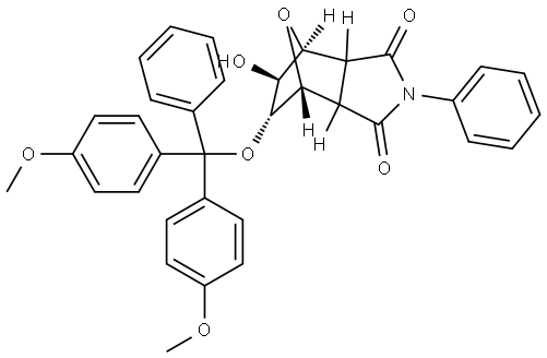 (4R,5R,6S,7S)-5-(bis(4-methoxyphenyl)(phenyl)methoxy)-6-hydroxy-2-phenylhexahydro-1H-4,7-epoxyisoindole-1,3(2H)-dione 结构式