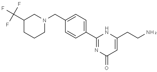 4(3H)-Pyrimidinone, 6-(2-aminoethyl)-2-[4-[[3-(trifluoromethyl)-1-piperidinyl]methyl]phenyl]- 结构式