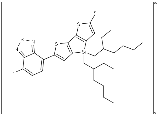 聚[2,1,3-苯并噻二唑-4,7-二基[4,4-双(2-乙基己基)-4H-硅杂环戊二烯并[3,2-B:4,5-B']二噻吩-2,6-二基]] 结构式