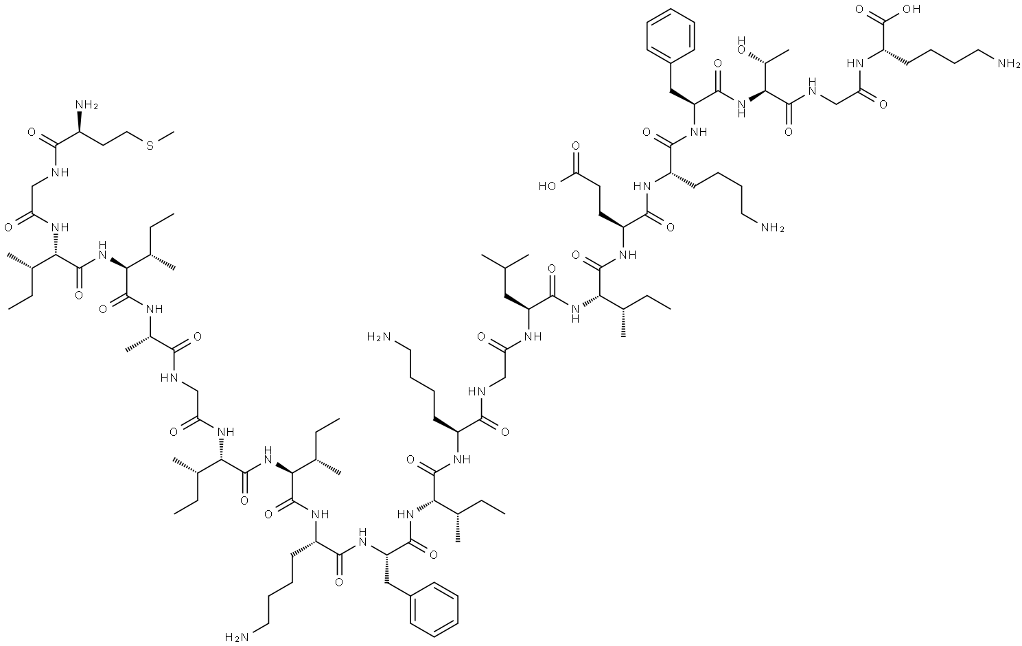 强效 PSM (苯酚可溶性调节蛋白)肽PSMΑ2 结构式