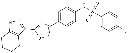 Benzenesulfonamide, 4-chloro-N-[4-[5-(4,5,6,7-tetrahydro-1H-indazol-3-yl)-1,2,4-oxadiazol-3-yl]phenyl]- 结构式