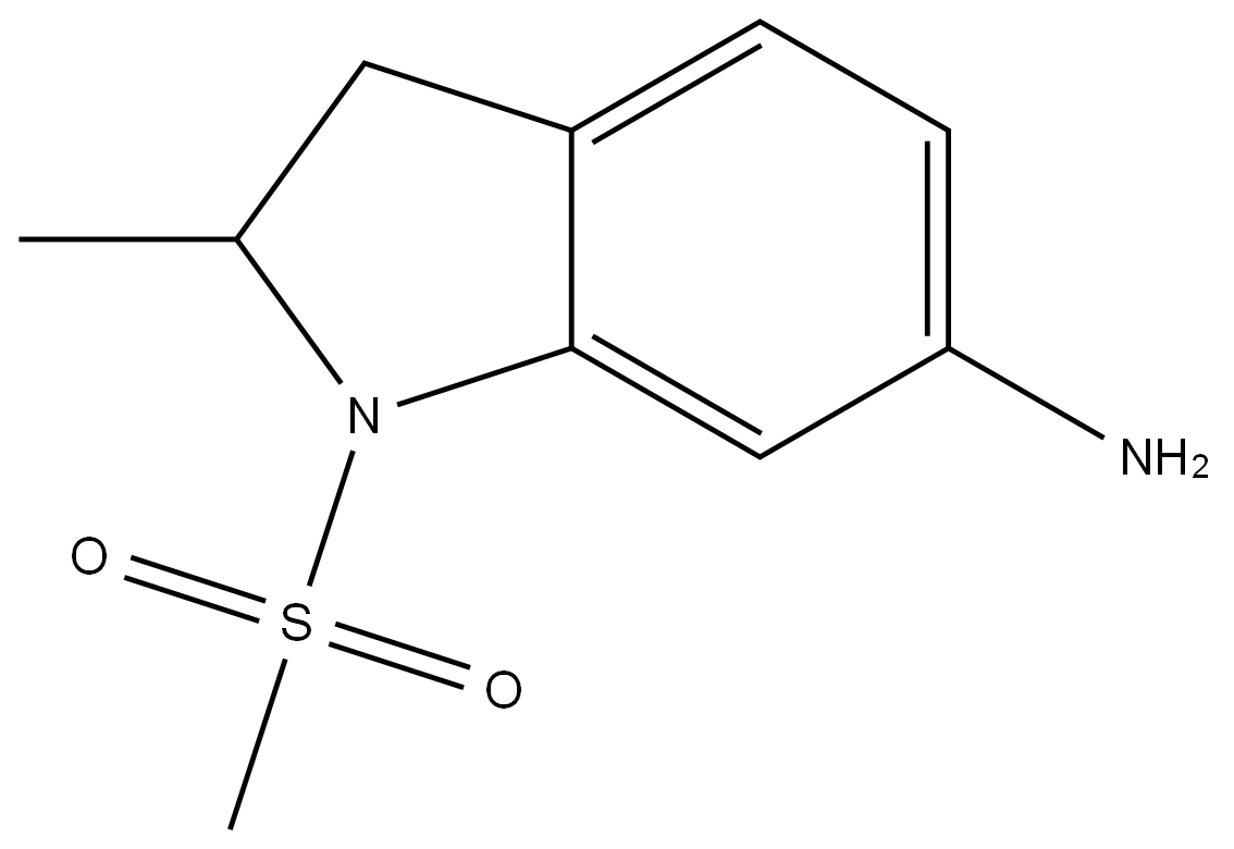 2-甲基-1-(甲基磺酰基)吲哚啉-6-胺 结构式