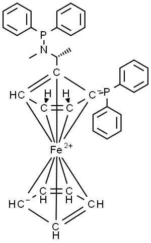 (S)-N-二苯基膦-N-甲基-(R)-2-(二苯基磷二茂铁)乙胺 结构式