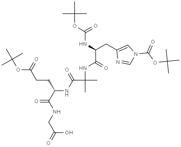 Boc-His(Boc)-Aib-Glu(OtBu)-Gly-OH 结构式