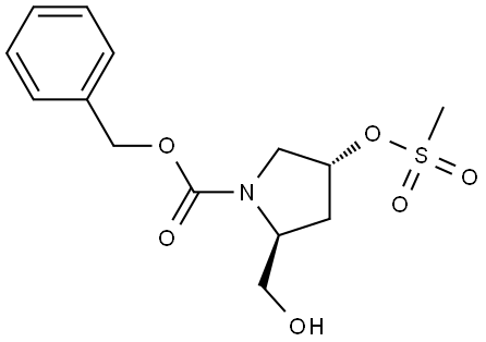 苄基(2S,4R)-2-(羟甲基)-4-((甲基磺酰基)氧基)吡咯烷-1-甲酸酯 结构式