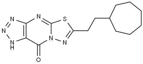 6-(2-cycloheptylethyl)-[1,3,4]thiadiazolo[3,2-a][1,2,3]triazolo[4,5-d]pyrimidin-9(3H)-one 结构式