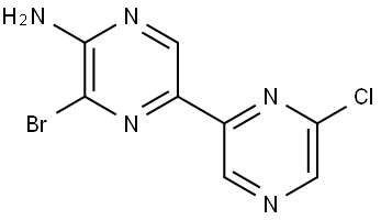 6-Bromo-5-amino-6'-chloro-2,2'-bipyrazine 结构式