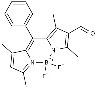 Boron, [5-[(3,5-dimethyl-2H-pyrrol-2-ylidene-κN)phenylmethyl]-2,4-dimethyl-1H-pyrrole-3-carboxaldehydato-κN1]difluoro-, (T-4)- 结构式