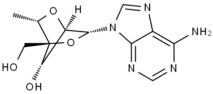 9H-Purin-6-amine, 9-[2,5-anhydro-6-deoxy-4-C-(hydroxymethyl)-α-L-mannofuranosyl]- 结构式