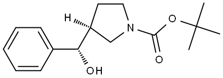 tert-butyl (S)-3-((S)-hydroxy(phenyl)methyl)pyrrolidine-1-carboxylate 结构式