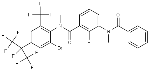 N-(2-BROMO-4-(PERFLUOROPROPAN-2-YL)-6-(TRIFLUOROMETHYL)PHENYL)-2-FLUORO-N-METHYL-3-(N-METHYLBENZAMIDE)BENZAMIDE 结构式