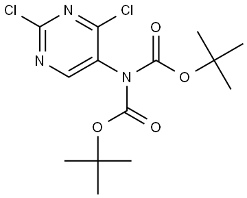 N-[(叔丁氧基)羰基]-N-(2,4-二氯嘧啶-5-基)氨基甲酸叔丁酯 结构式