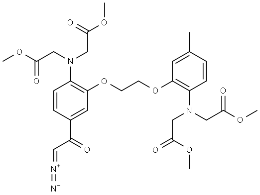 Dimethyl2,2''-((2-(2-(2-(bis(2-methoxy-2-oxoethyl)amino)-5-(2-diazoacetyl)phenoxy)ethoxy)-4-methylphenyl)azanediyl)diacetate 结构式